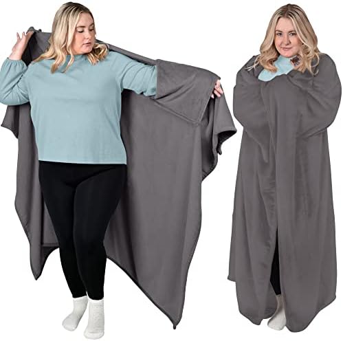 Dreamighty - The Wearable Throw Blanket and Cape in One, College Dorm Essentials for Girls, Students, Birthday Gifts for Women Who Have Everything, Get Well Gifts - Onyx Gray