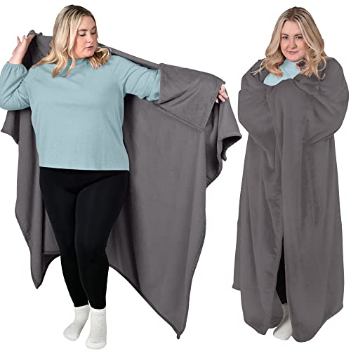 Dreamighty - The Wearable Throw Blanket And Cape In One, College Dorm Essentials For Girls, Students, Birthday Gifts For Women Who Have Everything, Get Well Gifts - Onyx Gray #TOP3