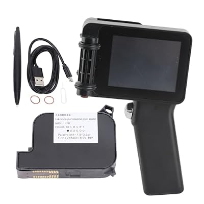 Aurikall Compatible with Android and iOS Systems - Portable Labeling Machine for Text Barcode Date QR Code - Handheld Inkjet Printer with 4.3 Inch LED Touch Screen and 600 DPI Resolution