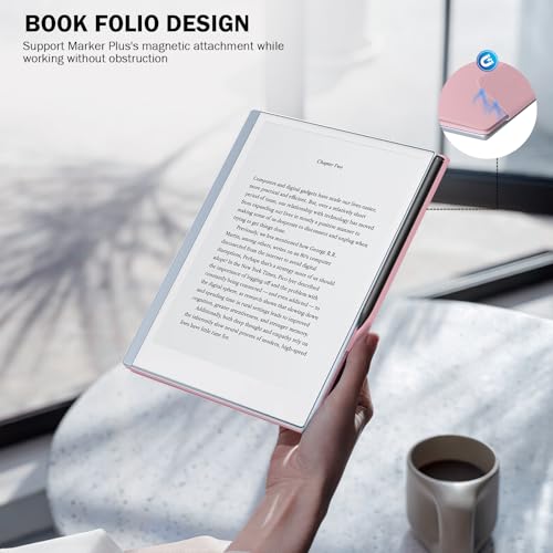 Image of MoKo Case for Remarkable 2 Tablet 10.3 inch with Pen Holder, Pink | Ultra-Thin Magnetic Case with Wide Pen Protective Clasp, Smart Cover Folio for Remarkable Tablet