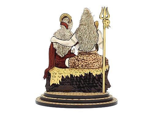 PLEASANTINO - 4" Sib Pariv Parivar Wood Sculpture with Exotic Hardwood - Multilayer Handmade Wooden Lord Shiva Family Idol Car Dashboard for Home, Office, Travel