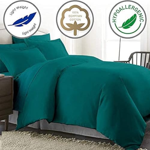 Image of 100% Cotton 1PC Duvet /Quilt Cover Hidden Zipper Closure 600TC Ultra Soft Durable for (Teal, King)