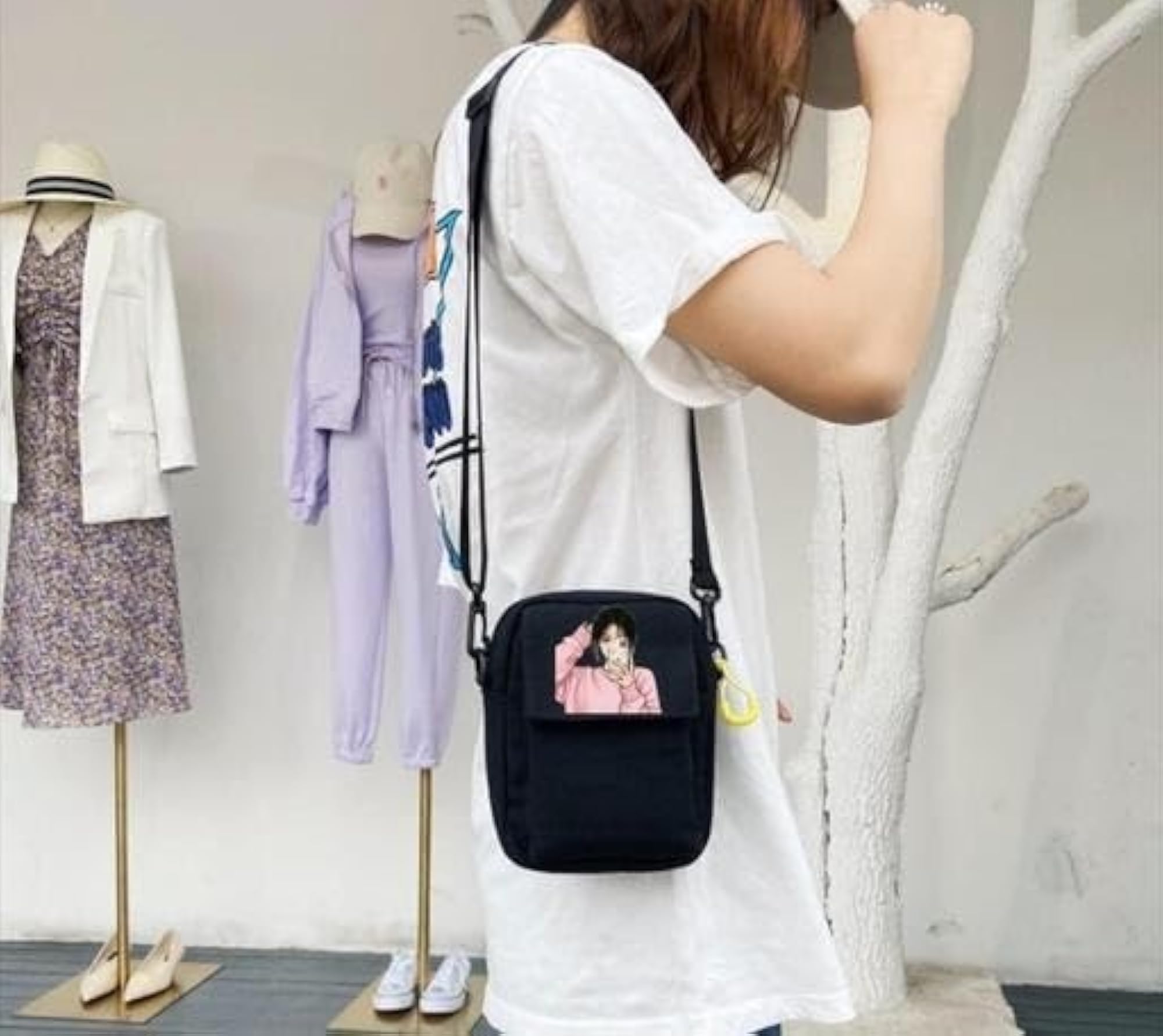 Embroidered Large Capacity Canvas Sling Bag