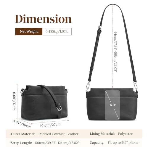 Image of S-ZONE Crossbody Bags for Women Genuine Leather Purses Small Shoulder Bag Designer with Adjustable Strap
