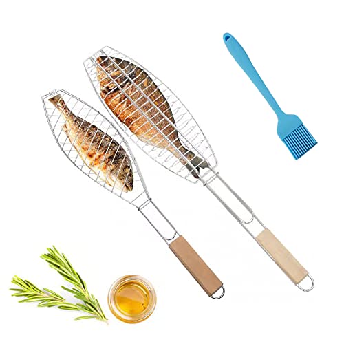 BBQ Fischgrillzange, Grillzubehör, Fischbräter, 70cm-15cm Fischhalter für Grill, Grillkorb Fischbräter, Grill Fischhalter, Fischzange für das Grillen von Fisch (70cm-15cm) Cover