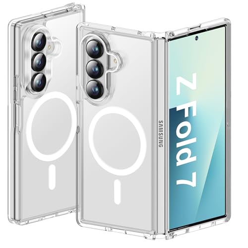 ORETECH Magnetic for Samsung Galaxy Z Fold 7 Case, Transparent Back Non-Slip Hard PC Shockproof Bumper Protective Phone Case Cover for Samsung Z Fold 7 - Clear