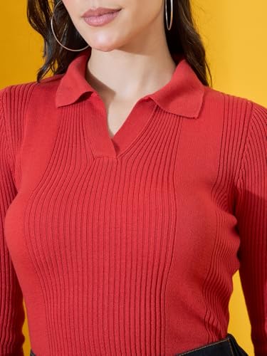 Image of 98 Degree North Women Spread Collar Sweater-G1577-BLACK