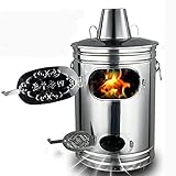 YUDIZWS Stainless Steel Incinerator Bucket Burn Barrel for outside burning trash Garden Leaves Branches or excess mail personal documents,Lid with chimney,58L,26x14.6inch YUDIZWS Stainless Steel Incinerator Bucket Burn Barrel for outside burning trash Garden Leaves Branches or excess mail personal documents,Lid with chimney,58L,26x14.6inch