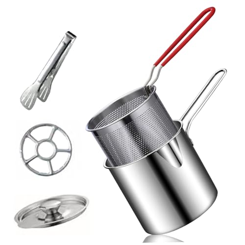 XJKLBYQ Mini Fryer, Edelstahl-Fritteuchsen-Topf mit Anti-Scenen-Griff, Fritteuchsenpfanne mit Korb, Mini-Fritteuse für Tempura-Chips, Pommes, Fisch und Hühnchen, Mini-Friteuse – Bild 7