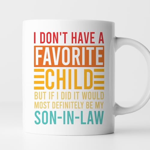 TODOLIA -11Oz- My Favorite Child Is Definitely My Son In Law Coffee Mug, Birthday Gift For Mother In law, Christmas Cup Gift From Son In Law, Mother's Day Gifts, Ceramic Glossy Mug Gift For Mom In Law Deal