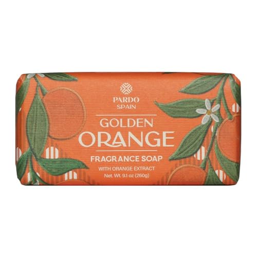 Pardo Spain Jabón Sólido Golden Orange 260 g – Pastilla de Jabón Natural con Fragancia Cítrica de Naranja, Limpieza Revitalizante y Uso Diario para Todo Tipo de Piel