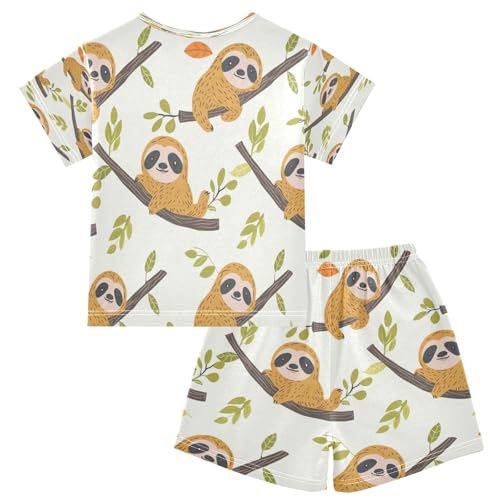 Sloth Koala Kids Pjs Set Boys Girls Summer Short-Sleeve Sleepwear Pajamas 2PCS2