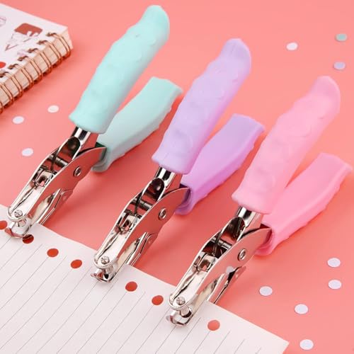 Lochzange Papier, Einzellocher, Lochzange Basteln, Ein Loch Locher, Einzellochstanze, für Tags, DIY Handwerk, Home Office Schulbedarf (Lila)