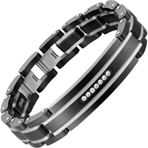 Men Bracelet Stainless Steel men black bracelet Link diamond silver bracelet blue particles jewelry Men chain Gift Boxes