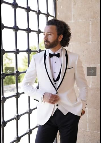 EMERAIDVLN Mens Tuxedo Suit 3 Piece Slim Fit Wedding Dinner Prom Suits One Button Blazer Jacket Vest Pants with Bow Tie2