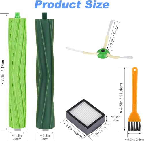 Image of Replacement Parts Accessories for iRobot Roomba E&I&J Series - Fit e5 e6 e7 i1 i1+ i2 i3 i3+ i4 i4+ i6 i6+i7 i7+ i8 i8+ j6+ j7 j7+,Combo i5 i5+j5 j5+ Vacuum - 1 Set Brush,3 Side Brush,3 HEPA Filter