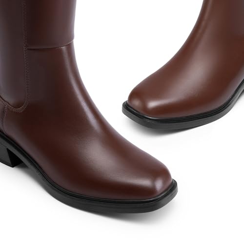 Image of DREAM PAIRS Women's Knee High Boots Square Toe Low Block Heel Casual Comfort Riding Long Boots with Side Zipper