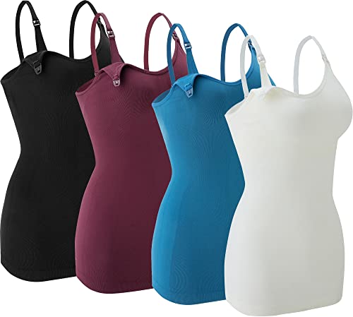 Image of Nursing Tank Tops for Breastfeeding - Pregnancy Must Haves Maternity Camisoles with Built in Bra