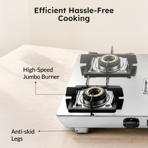 Image of Prestige Stellora Stainless Steel L.P. Gas Stove (With Stainless Steel Body and 4 Unit Brass Burners)