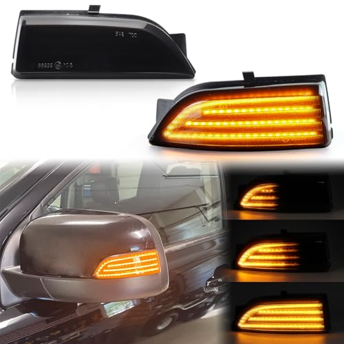 FetonAuto Sequential Amber LED Side Mirror Turn Signal Marker Lights for 2019-2023 Ford Ranger Lariat 2012-2019 T6 Raptor Wildtrak 2015-2019 Everest U375 UA, Smoked Lens