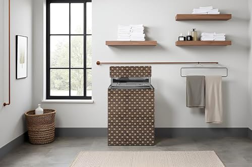 Image of Stylista Top Load Fully Automatic Washing Machine Cover Compatible for IFB 8 kg, 8.5 kg, 9 kg & 9.5 kg, Basketweave Pattern Brown