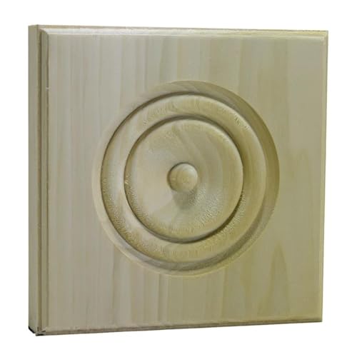 EWAP90 Rosette Casing Corner Block 1" x 5-1/2" Square Unfinished, Poplar