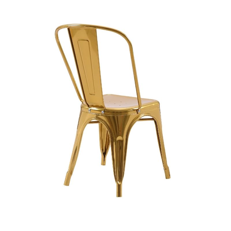 Kosmi Set di 4 sedie stile industriale in metallo color oro, finitura lucida