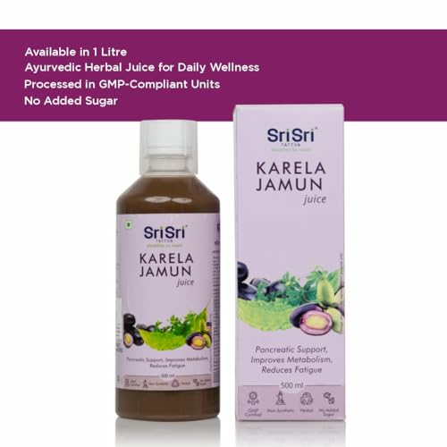 Image of Sri Sri TATTVA shuddhta ka naam Karela Jamun Juice | Maintains Blood Sugar Levels | Reduces Bad Cholesterol | Good For Digestive Health | No Added Sugar | 500 Ml I Pack of 2