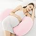 Poduszka dla osób śpiących na boku, klin, poduszka podpierająca brzuch pleców, poduszka do spania na boku, ze zdejmowanym dżersejową okładką, różowa