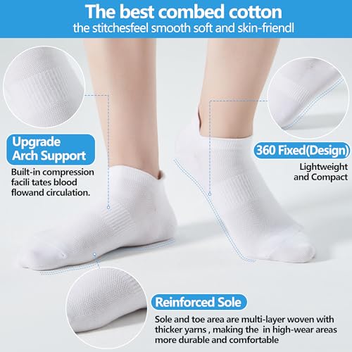Image of Corlap Ankle Socks Women /Men 8-12Pairs Low Cut No Show Thin With Heel Tab | Ladies White Low Rise Short Summer Athletic Running Workout Sneaker Yoga Pilates Footies Lightweight Socks 7-9 9-11