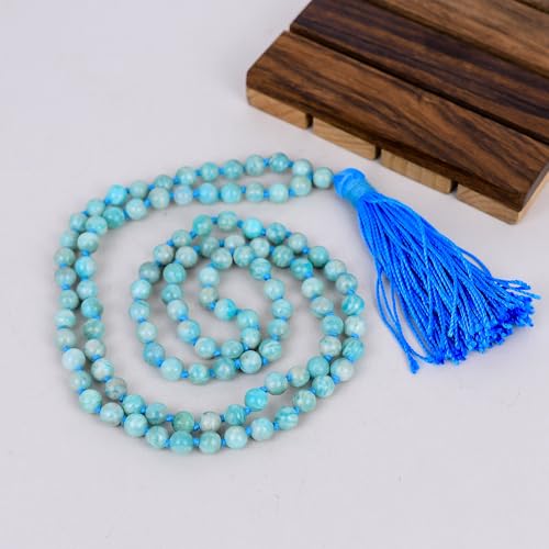 Mala en amazonite bleue AAA : collier spirituel noué avec amour - 2