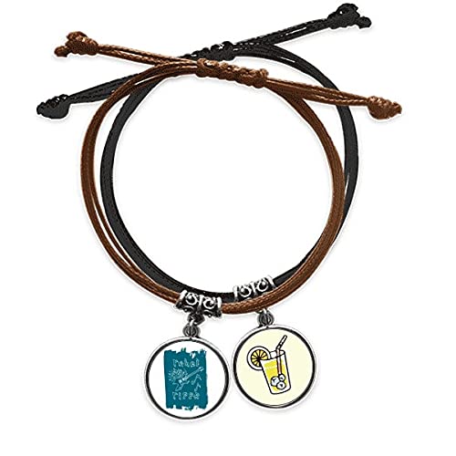 Corde de guitare électrique bracelet cuir bleu mode chaîne de main rock