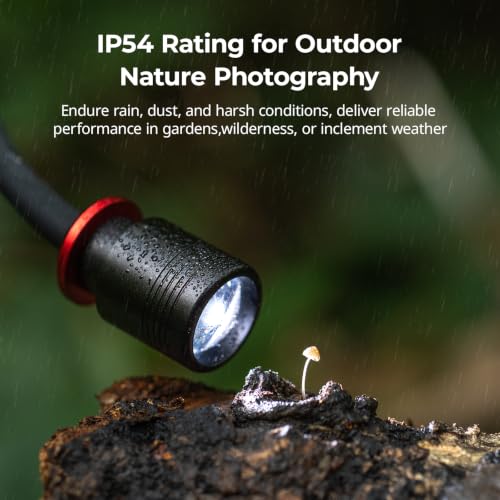 Image of SmallRig RM 01B Macro LED Bendy Light for Fungi Photography, 1800K-7500K | Adjustable Beam Angle, OLED Screen, RGB Filters, Cold Shoe Adapter, Clamp, Diffuser, Barn Door, Stake, IP54 Rating - 6225