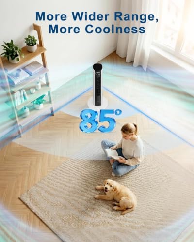 Image of Antarctic Star Tower Fan for Bedroom, 36 Inch Quiet Standing Cooling Fan with 3 Speeds 2 Modes, 23ft /s Velocity, 12H Timer, 85 Oscillating Bladeless Floor Fan with Remote for Home Office Dorm