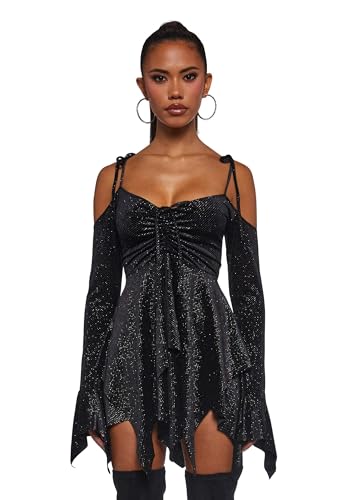 Dolls Kill F is for Fairies Dress by Current Mood Glitter Velour Small