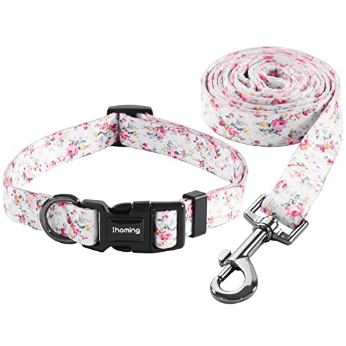 Ihoming Dog Collar And Leash Set For Daily Outdoor Walking Running Training, Floral Sky Design For Medium Boys Girls Dogs Cats Pets, M-Up To 45Lbs #TOP6