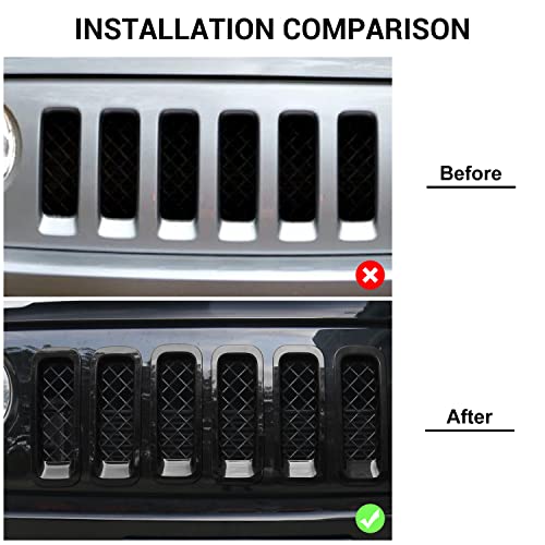 Image of 7PCS Front Grill Inserts Grille Cover Trim for Jeep Patriot 2011-2016 (Black)