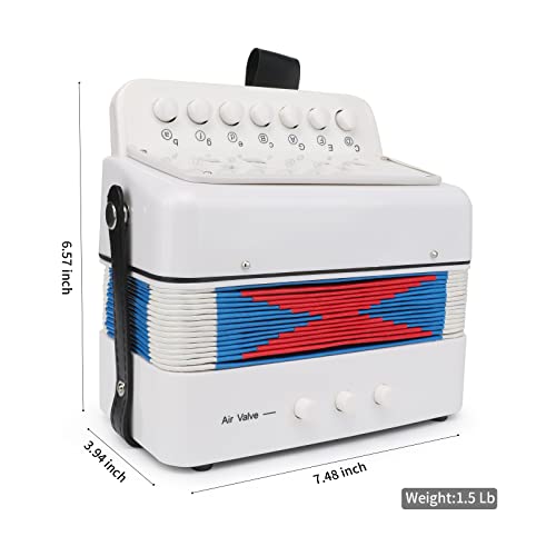 Kids Accordion, 10 Keys Control Mini Accordion Toy Gifts Easy to Play for kids Children Beginners Lightweight Musical Instrument Developmet Fit for 3 years and over (White) - Thumbnail 3