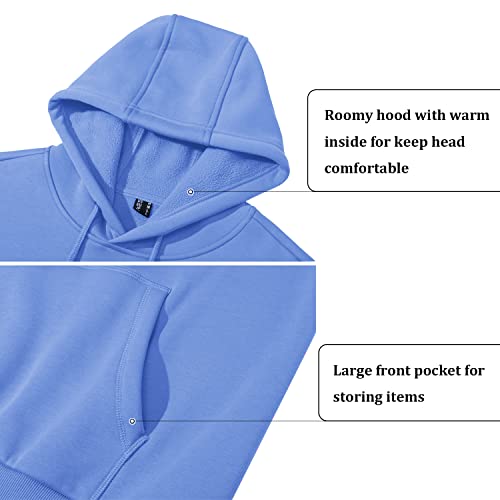 Tacvasen Men's Athletic Hoodie Cool Cotton Casual Solid Color Pullover Hooded Sweatshirt Light Blue, M #TOP3