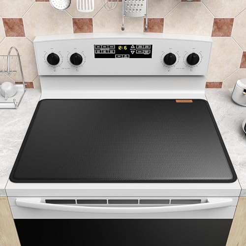 Image of Fireproof Glass Stove Top Cover, 29.5 inch Thickened Heat-Resistant Mat | 4-Layer Safe Material, Flame Retardant, Waterproof, Flat Stove Protector for Cats, Kitchen Induction Protector