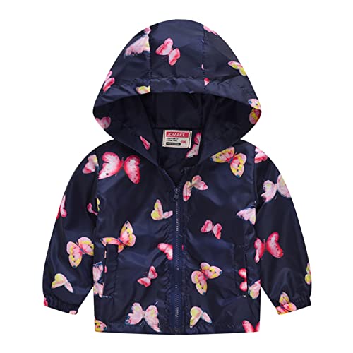Toddler Girl Boy Windbreaker Long Sleeve Fall Coat Thin Jacket Casual Zip Hooded Jacket (Dark Blue, 2-3 Years)