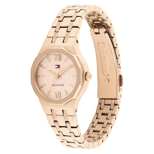 Image of Tommy Hilfiger Mackenzie with Carnation Gold Dial Gold Stainless Steel Strap Watch for Women - TH1782887