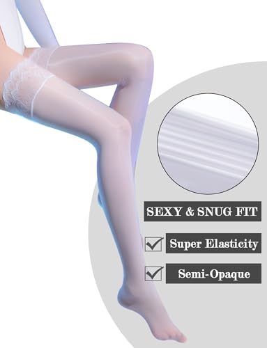 Chaussettes hautes silicone qui ne glissent pas en dentelle - 3