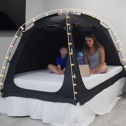 EighteenTek Bed Tent Full Size Bed Canopy, Light Reducing Sleeping Tent Lightweight Portable Indoor Breathable Privacy Space on Bed with 2 Doors for Adults Kids Autism (Full, Black) by EighteenTek - Image 8