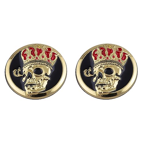 Image of 2pcs Skull Emblem Car Badge Sticker Waterproof Decoration Logo Decals for Car Motorcycle Fridge Computer Door (Gold Black)