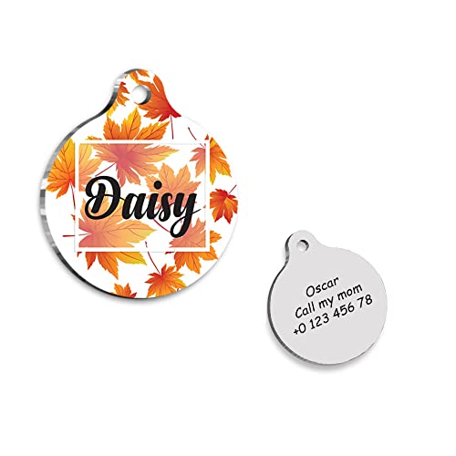 Autumn Leaves Personalized Dog Tag - Custom Name Tag - ID Tag for Dog & Cat - Customized Pet Tags - Dog Name Tag - Cat Name Tag - Engraved Dog Tag