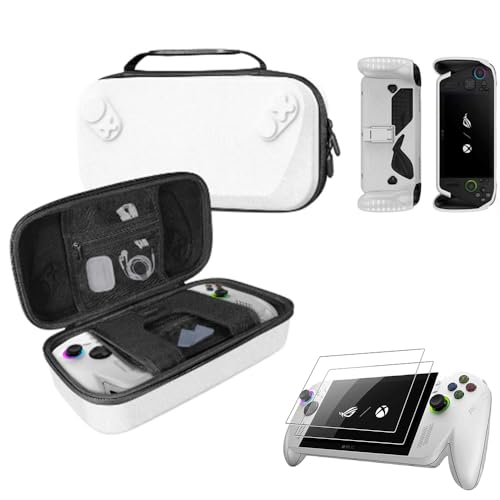 ROG XBOXROG XBOX Ally X/ROG XBOX Ally 専用 アクセサリー3点セット- PU防水収納ケース+ シリコーン保護ケース+強化ガラス保護フィルム*2 (White)