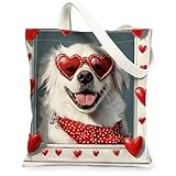 great pyrenees - borsa tote in tela per lo shopping, 33 x 38 cm, per san valentino, divertente, riutilizzabile, per donne, lavoro, viaggi, pittura, decorazione regalo