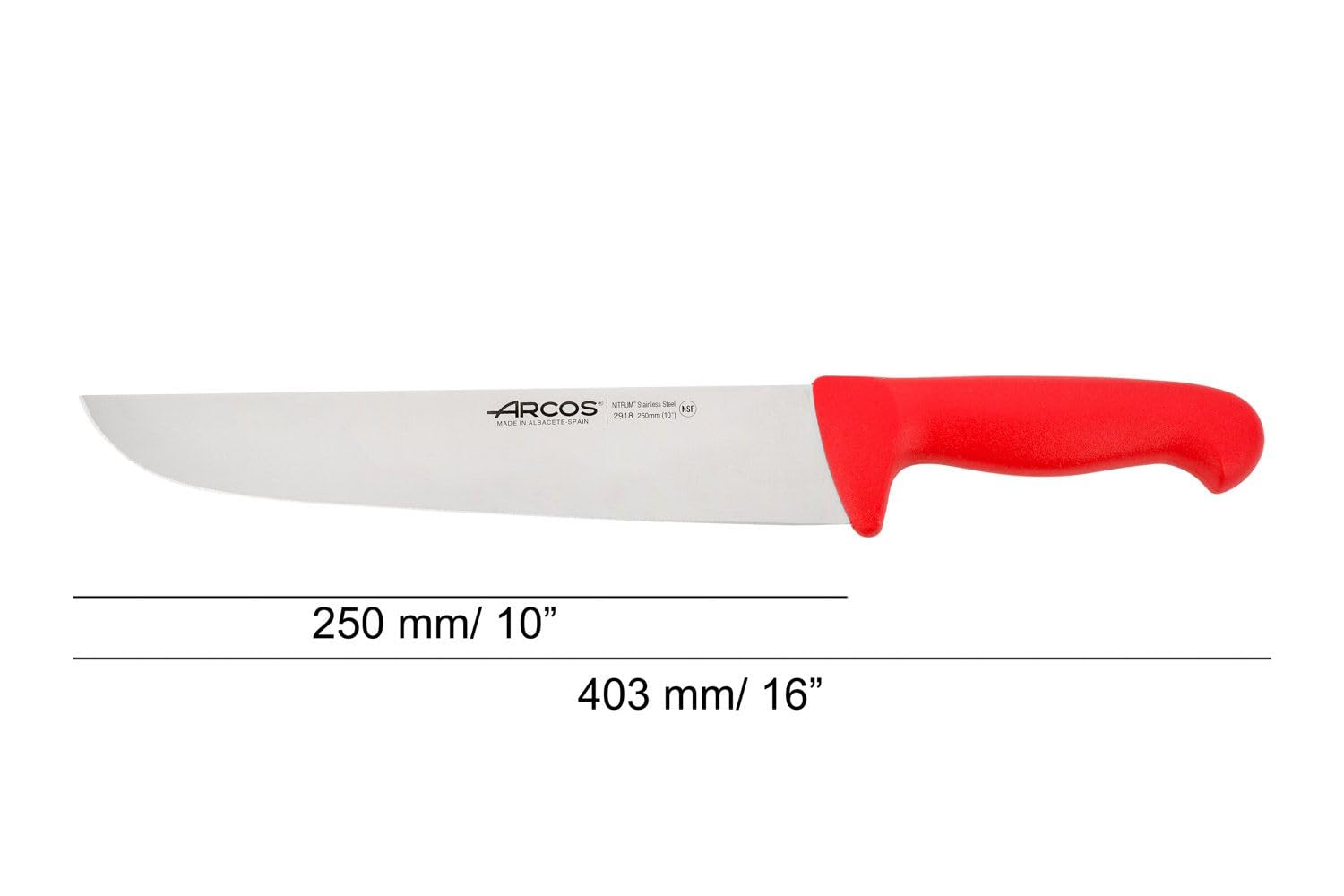 Arcos Serie 2900 – Coltello Da Macellaio E Scannare Con Lama Nitrum Da 250 Mm, Manico In Polipropilene Nero