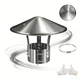 Chapeau de Cheminée Rond Inox, Capot de Cheminées 75mm 160mm 180mm 200mm 315mm, Réglables Chapeau de Ventilation Anti Pluie pour Fumisterie Poele Exterieur Tubage(200mm)
